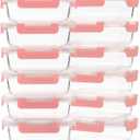 Glass Meal Prep Containers 12-Pack, 22oz Glass Food Storage Containers with Lids, Air-Tight, Leak-Resistant, Freezer to Microwave Safe-Pink Set