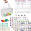 Mini Mahjong Set,American Mahjong Game Set,Complete Mahjong Tile Set with 166 White Tiles (1.2),4 Tile rulers,4 dice,1 Bag,100 Chips,5 Instruction Manuals,Mahjong Game Gift for Enthusiasts