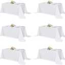 sancua Rectangle Tablecloths 6 Pack - 90x132 Inch - White Washable Fabric Cloth Table Cloth, Large Reusable Polyester Table Covers for Wedding, Party, Birthday, Banquet
