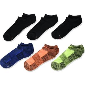 Hanes boys Moves Socks, Breathable Mesh Performance Socks, Crew, Ankle & No Show, Moisture-wicking, 6-pack (Large)