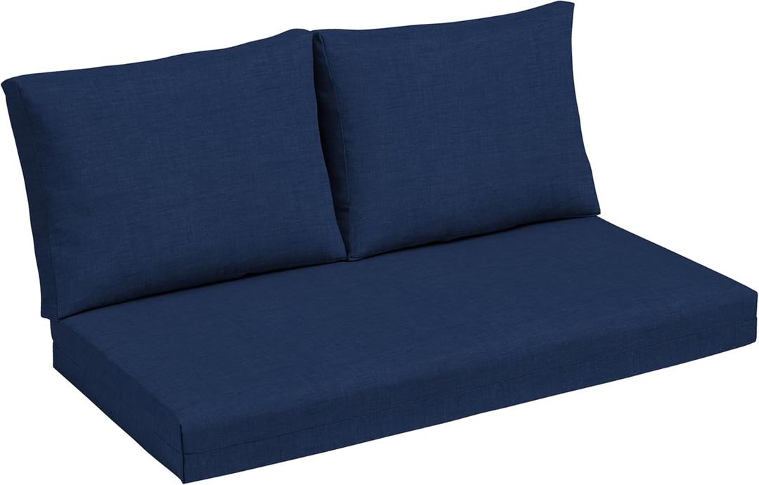 Arden Outdoor Loveseat Cushion Set, 48 x 24, Water Repellent, Fade Resistant, Cushion Set for Couch, Bench, and Swing 48 x 24, Sapphire Blue Leala