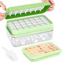 Ice Cube Tray with Lid and Bin, 28 pcs Ice Cubes Molds, Ice Trays for Freezer, Ice Cube Tray Mold, with 1 tray, Ice Freezer Container, Spill-Resistant Removable Lid & Ice Scoop, for Whiskey,Cocktail (Green)
