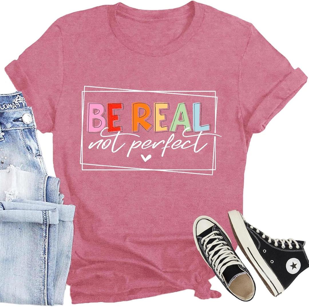 Be Kind Shirt for Women Flower Letter Print Tee Tops Casual Inspirational Kindness T-Shirt (Pink, S)
