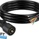 Deluwire 6 FT 7 Pin Trailer Plug, Heavy Duty Trailer Wiring Harness, 7 Way Trailer Cord with Double Prongs Connector for Trailers, RVs, Campers