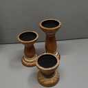Candle Holder for Pillar Candle Set of 3, Farmhouse Wood Candle Holder, Rustic Wooden Candle Stand, Vintage Small Wooden Candlestick HoldersDecorative for Living Room, Table Centerpiece (Brown)