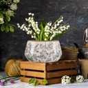 9.8 Inch Large Vintage Ceramic Planter Ice Crack Glaze Gray Floral Flower Pot with Drainage Holes Rustic Country Plant Pots Decorative Gifts for Home Kitchen Office Indoor Outdoor Plants