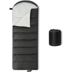 Amazon Basics Sleeping Bags for Adults, Camping Essentials, 3 Season Warm & Cool Weather, 1 Person