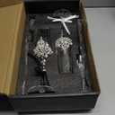 Wedding Toasting Flutes and Cake Server Set of 4 - Champagne Glasses and Knife Server Set, Bride and Groom Wineglasses and Cake Knives Set Gifts for Bridal Shower Anniversary Engagement Chirstmas