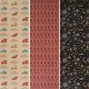 Aimyoo Kraft Christmas Wrapping Paper Set, Vintage Red Black Xmas Gift Wrap Paper Rolls, Deers Snowflakes Merry Christmas Tree Truck Design, 17 in x 10 ft per Roll