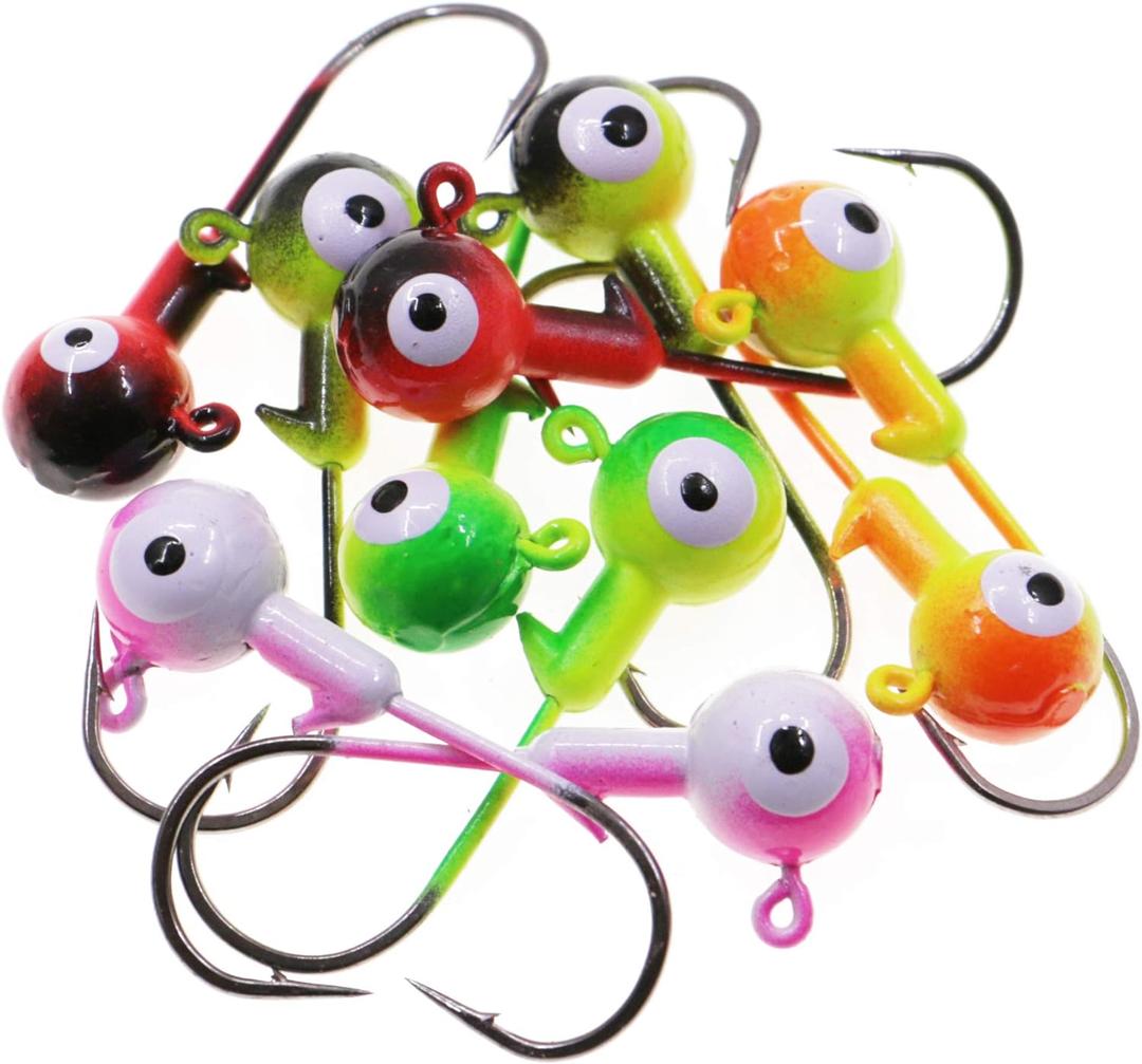 Fishing Lures Jig Heads,Ball Heads 1/32oz-1oz,Sharp Fishing Hooks for Freshwater or Saltwater (Assorted(two-tone))