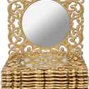 MAONAME 12" Gold Charger Plates Set of 12, Mirror Charger for Dinner Plates, Plastic Plate Chargers with Embossed Rims, Square Chargers for Table Setting, Wedding