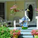 Porch Goose Outfit for 23" Porch Goose, Summer Beach Goose Outfits with Hat Garden Porch Goose Clothes for Garden Lawn Yard Decoration (Beach