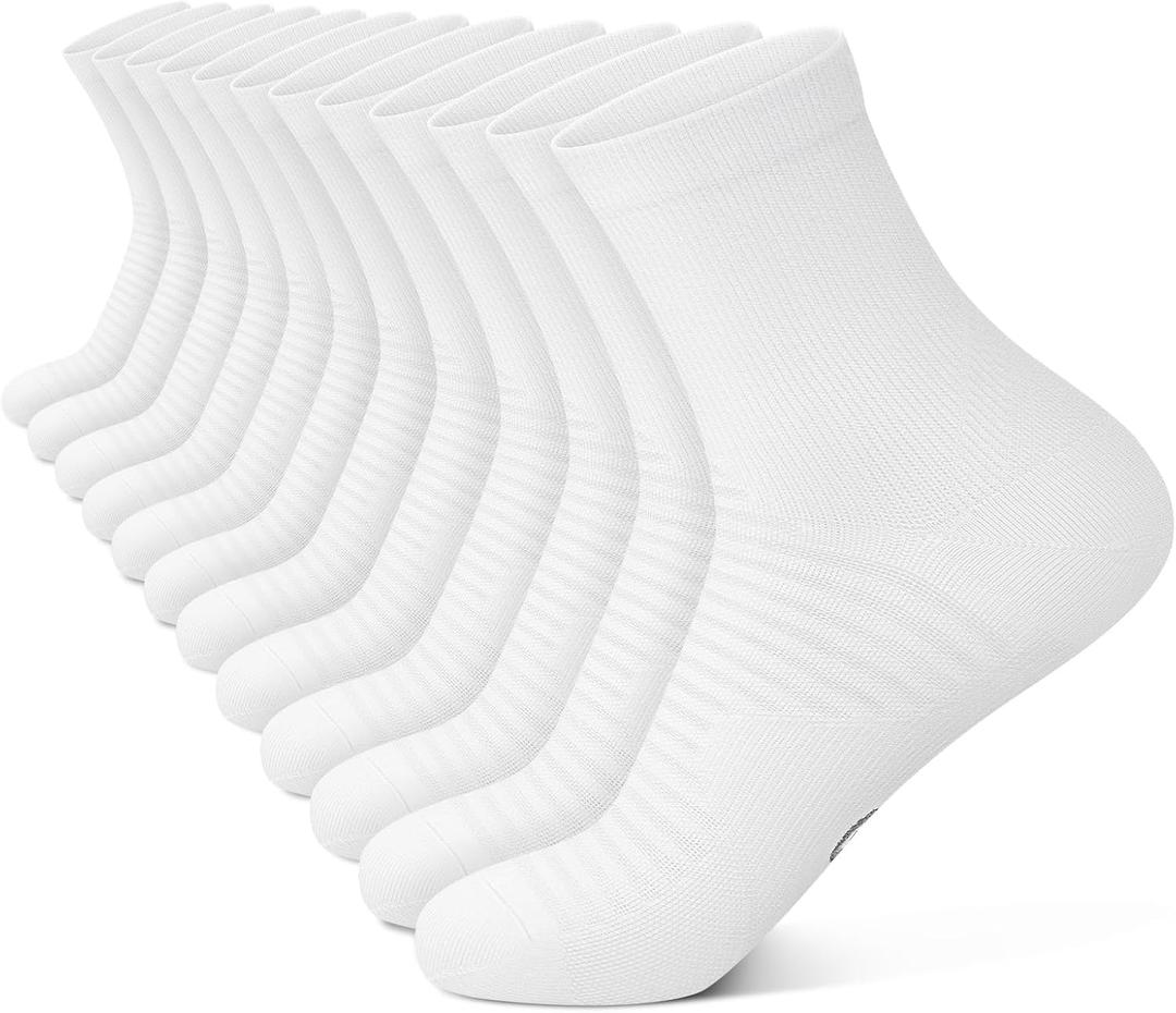 Compression Running Ankle Socks for Men and Women (6 Pairs), Quarter Athletic Socks for Running, Cycling, Golf, Work, Small-Medium