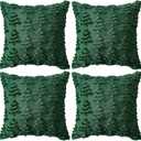 4 Pack Christmas Throw Pillow Covers 18x18, Soft Faux Fur Pillow Cases Holiday Decorations, Fluffy Plush Accent Couch Cushion Case for Festivals Winter Sofa Living Room Home Decor (Green Tree)