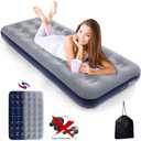 Camping Air Mattress Inflatable Air Bed Flocked Surface Travel Bed Sleeping Pad Air Bed for Outdoor Camping Tent Guest TravellingNavy Blue,2 PCS, Single