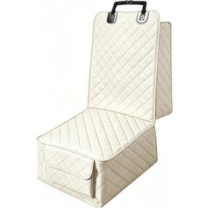 BFXM Front Seat Cover, Full Protection Dog Car Seat Cover with Side Flaps, Waterproof Non-Slip Scratch-Resistant Captain Car Seat Covers, Seat Covers for SUVs, Cars, Trucks (Beige)