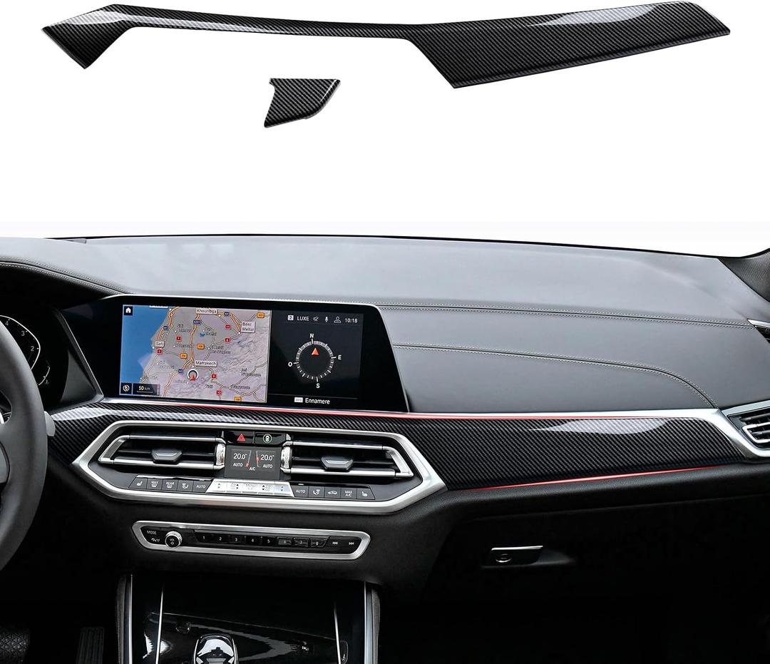 Car Dashboard Cover Panel Sticker Carbon Color ABS Decal Trim fits for BMW X5 G05 X6 G06 2019 2020 2021 2022 2023 2024 2025 2026 Interior Accessories