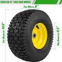 2PCS 15x6.00-6 Lawn Mower Tires, 4 Ply Tubeless 15x6-6 Front Tire Assembly Replacement for Craftsman/John Deere/Cub Cadet Riding Mowers,570lbs Capacity,3" Offset Hub,3/4" Bushing