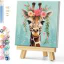 Natuyalo Framed Paint by Numbers for Adults - Giraffe DIY Adult Paint by Number Kits Animal Acrylic Painting by Numbers for Beginners Art Craft Kits for Adults (12x12 Inch, Framed) (Color-01)