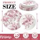FYSUIMU 40Pcs Pink Floral Plastic Plates Vintage Flower Reusable Plate Chinoiserie Dinner Dessert Plates for Mother's Day Birthday Baby Shower Party Supplies Table Decor