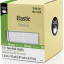 Dritz 9480W Non-Roll Woven Elastic, White, 1-1/2-Inch by 10-Yard