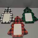 3 Pcs Christmas Picture Frame 4 x 6 Tabletop Wooden Xmas Tree Plaid Photo Table Frames Merry Christmas Decorative Wood Display for Home Winter Party Decoration Indoor Holiday Gift Office Desk Shelf