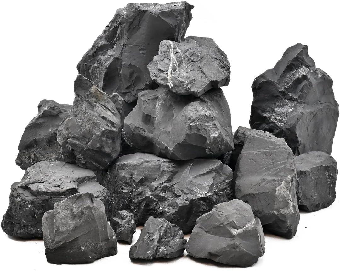 Unocho Fish Tanks Stone 20lb Natural Black Rocks for Aquariums Paludarium Decorative Aquascaping Stone for Reptile Terrariums Bonsai Gardens Indoor Outdoor(3"-9"-8pcs)