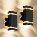 Square Dusk to Dawn Outdoor Lighting 2 Pack, Up and Down LED Porch Lights, Aluminum Outdoor Wall Lights with 7W Bulbs 3000K Waterproof Exterior Lighting Fixtures for House Porch Garage Patio Black