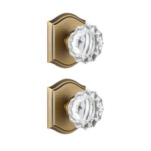 2 Pack Crystal Glass Dummy Door Knobs, Non-Turning Single Side Dummy Door Knob for Interior Doors in Antique Brass