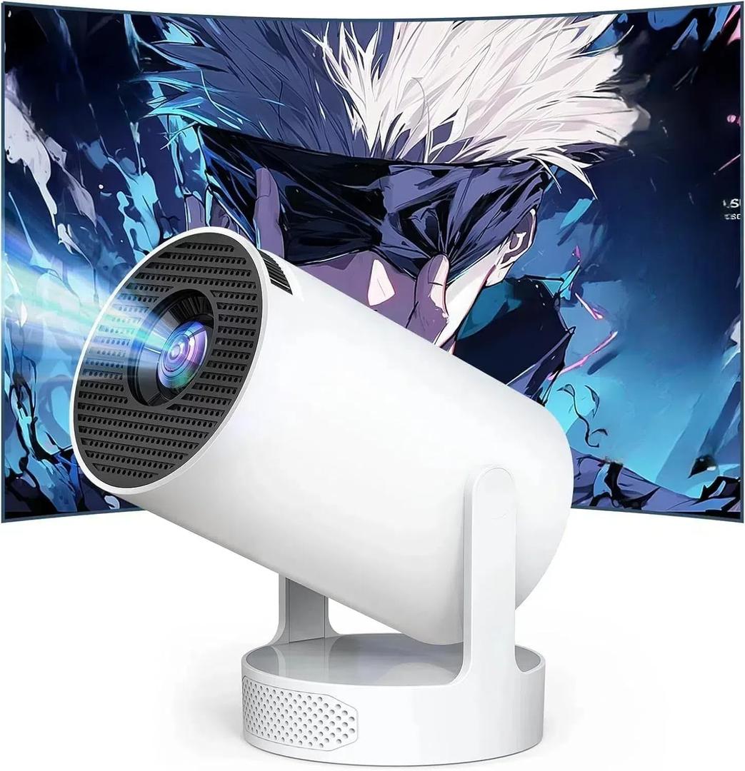 Portable Mini HY300 Pro HiFi Speaker Android TV Projector with WiFi and Bluetooth - 1080P FHD, 2x5W Speaker 360 Stereo Sound, WiFi6, Auto Keystone, Bluetooth 5.4, Compatible with Android/iOS/USB/HDMI
