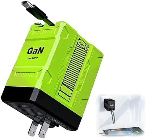 Upgraded 2 in 1 Fast Charger 120w, 2025 New Retractable Scalable Super Fast Charger Module, Foldable Charging Adapter Wall Plug for All Smartphones (Green)