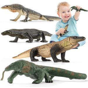 4PCS Komodo Dragon Lizard Animal Figurines Toys,Realistic Plastic Lizard Toys Realistic Reptile Figures, Educational Toy for Boys,Girls, and Kids