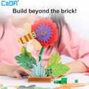 CaDA Flower Garden Building Toys, Paper & Brick 230 Pcs Flower Building Brick Kit with Flapping Bee Clip Brick Gift Toys for 6+ Year Old Girls Birthday, DIY STEM Gardening Building Set