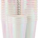 Juvale 36 Pack Iridescent Foil Paper Cups, 12 oz Disposable Party Cup for Picnic Supplies, Party Supplies, Wedding, Baby Shower, Engagement