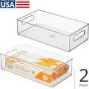 iDesign Stackable Fridge Bin - Storage Bin for Freezer or Pantry, Set of 2, Clear, Made in USA