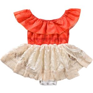 Baby Girl Moana Fancy Dress Romper Sister Matching Ruffle Lace Outfits Costume (18-24 Months, Romper)
