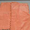 Fancy Homi Pack of 2 Coral Decorative Throw Pillow Covers 12x20 Inch with Pom-poms for Living Room Couch Bedroom, Soft Corduroy Peach Solid Lumbar Cushion Case 30x50 cm, Rustic Farmhouse Home Decor