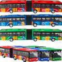 OTONOPI City Bus Toy for Kids, 1:64 Scale Die Cast Metal Pull Back Vehicles, Model Cars Toys Educational Gift 3 Pack, Friction Powered Cars Play Toys for Kids Boys Girls Ages 3 up