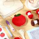 Hahafelt 6 Pcs Punch Needle Coaster Kit for Beginners Apple Patterns Teacher Appreciation Gift Embroidery Craft Supplies with Yarns Tool Adhesive Felt Embroidery Hoop Instruction Holder for DIY Craft