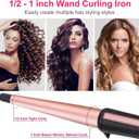 Hair Curling Wand, 0.5-1Inch Tapered Curling Iron, Professional Ceramic Hair Curler Wand with Heat-Resistant Glove, Dual Voltage (Pink)