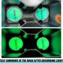 Bling Car Cup Holder Coaster, 2PCS 2.75" Luminous Shiny Sports Non-Slip Insert Vehicle Drink Cup Pad with Rhinestone, Shockproof Embedded Auto Water Bottle Holder Mat, Universal Fit