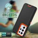 Case for Galaxy S21 Ultra, Heavy-Duty Tough Rugged Shockproof Drop Protective Cover Cases for Samsung Galaxy S21 Ultra, Black+Orange