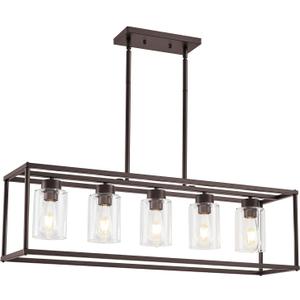 5 Light Oil Rubbed Bronze Dining Room Light Fixture Modern Farmhouse Chandelier Over Table Rectangle Kitchen Island Pendant Lighting Linear Chandelier Living Room Hanging Light Adjustable Height