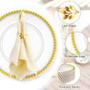 Bokon 50 Set Clear Charger Plates Bulk 13 Inch Beaded Plastic Charger Plates with Napkin Rings Acrylic Round Dinner Table Decorative Plates for Party Wedding Thanksgiving(Clear and Gold)