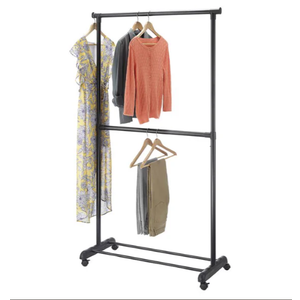 Whitmor 6898-10159 18.5 x 37.25 x 70.25 in. Adjustable 2-Rod Garment Rack44; Black