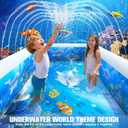 2026 Inflatable Pool with Sprinkler,Durable Blow up Pool with Big Backrest, Rectangle Kids Pool Backyard,Children Swimming Pool,Small Inflatable Kiddie Pool,Outdoor Water Pool for Kids-M