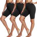 3 Pack Biker Shorts for Women 8" Black High Waisted Tummy Control for Gym Workout Athletic Cheerleading Yoga (Black)