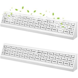 Landhoow 2 Pack 24 Inch Baseboard Register Diffuser, Vent Covers for Home Floor Wall Baseboard Vent Covers Supply Floor Register Diffuser, White