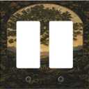 Decorative Art Light Switch Covers Tree 2 Gang Dual Rocker Outlet Switch plate Faceplate GFCI