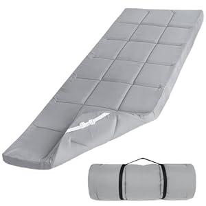 Cot Mattress Topper (Improved Thickness), Foam Quilted Pads for Camping, Soft Comfortable Sleeping Cot Mattress Pad Only, Camping Pad 75"x30" for Camp Cot/Rv Bunk/Narrow Twin Beds, Navy (30x75 Inch (Pack of 1), Grey)